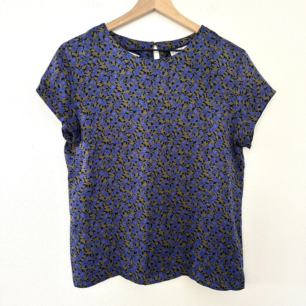Vintage 80s 100% Silk Anne Klein II Short Sleeve Blouse Sz L Fairy Boho Indie